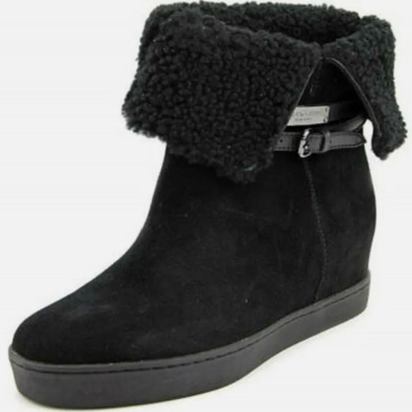 Coach Norell Cold Suede Wedge Platform Boots - Picture 1 of 14